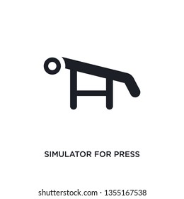 black simulator for press isolated vector icon. simple element illustration from gym and fitness concept vector icons. simulator for press editable logo symbol design on white background. can be use