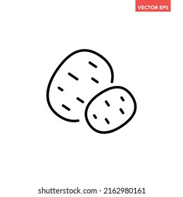 Black single 2 potatoes line icon, simple fresh vegetable flat design pictogram, infographic vector for app logo web button ui ux interface elements isolated on white background