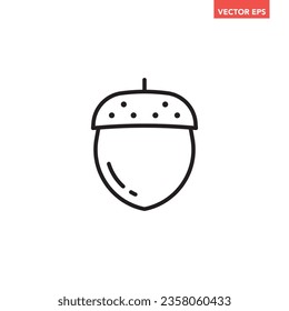 Black single acorn line icon, simple oak seed element outline flat design pictogram, infographic vector for app logo web button ui ux interface isolated on white background