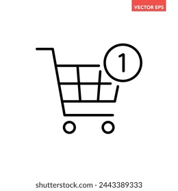 Schwarz Einzel Hinzufügen Ein Artikel Warenkorb Linie Symbol, einfach In den Warenkorb Flaches Design Vektor-Piktogramm, Interface-Elemente für App-Logo Web-Button ui ux isoliert auf weißem Hintergrund