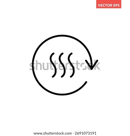 Black single air circulation balance line icon, sustainable loop steam emission flat design infographic pictogram vector for app logo web button ui  interface elements isolated on white background