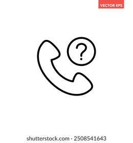 Black single answer talk with service line icon, simple FAQ phone call flat design pictogram vector for app logo ads web webpage button ui ux interface elements isolated on white background