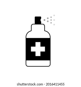 Black single anti-bacterial spray line icon, simple health safe tool flat design vector pictogram, infographic vector for app web website button ui ux interface elements isolated on white background.