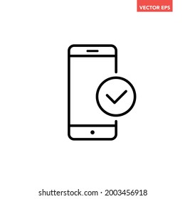 Icono de línea telefónica simple, proceso digital simple, diseño plano exitoso pictograma, vector infográfico para la aplicación botón web ui ux elemento de interfaz aislado en fondo blanco