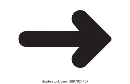 Black single arrow pointing right. Eps vector illustration.