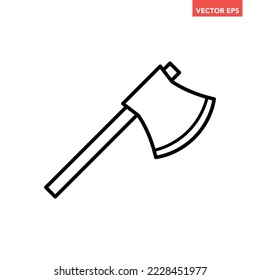 Icono negro de línea de un solo hacha, herramienta de corte simple pictograma de diseño plano, vector infográfico para el logotipo de la aplicación botón web ui ux elementos de interfaz aislados en fondo blanco