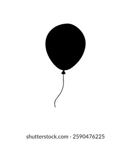 Black Single balloon silhouette vector illustration on white background