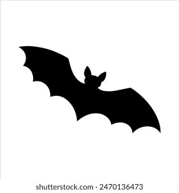 Black single bat silhouette isolated on white background. Bat icon vector illustration design.