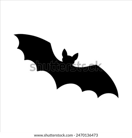Black single bat silhouette isolated on white background. Bat icon vector illustration design.