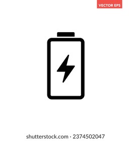 Icono indicador de una sola batería negra, pictograma de diseño plano de carga simple, elementos de interfaz infográfica para el logotipo de la aplicación botón web ui ux aislado en fondo blanco