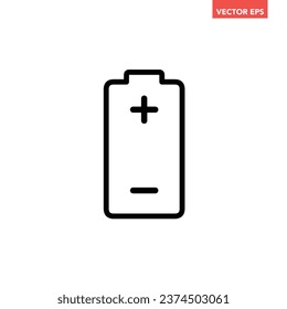 Black single battery indicator icon, simple charging flat design vector pictogram, infographic interface elements for app logo web button ui ux isolated on white background