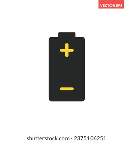 Icono indicador de una sola batería negra, pictograma de diseño plano de carga simple, elementos de interfaz infográfica para el logotipo de la aplicación botón web ui ux aislado en fondo blanco
