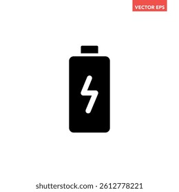 Black single battery indicator icon, simple charging flat design vector pictogram, infographic interface elements for app logo web button ui ux isolated on white background