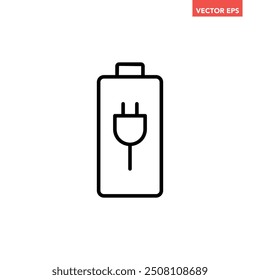 Schwarz einzelne Batterie Indikator Linie Symbol, einfache Aufladung flach Design Vektor Piktogramm, Infografik-Schnittstellenelemente für App-Logo Web-Taste ui ui einzeln auf weißem Hintergrund