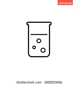 Black single beaker line icon, simple scientific lab ware flat design vector pictogram, infographic vector for app logo web website button ui ux interface elements isolated on white background