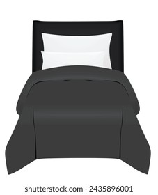 Cama individual negra. ilustración vectorial