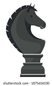 Black single cartoon chess piece horse illustration.