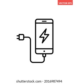 Icono de línea de teléfono inteligente de carga simple, pictograma de diseño plano electrónico simple, vector infográfico para el logo de la aplicación botón de sitio web ui ux elementos de interfaz aislados en fondo blanco