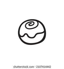 Black single cinnamon roll line icon. Simple modern cafe food flat design pictogram, clipart vector illustration for ads app logo ads web banner button ui ux interface elements isolated on white bac