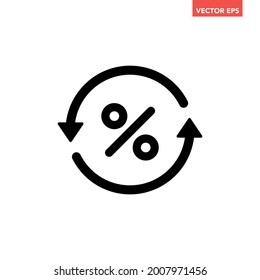 Black single circle rate convert line icon, simple round financial offer asset flat design pictogram, infographic vector for app logo web button ui ux interface elements isolated on white background