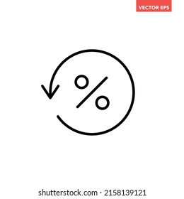 Black single circle rate convert line icon, simple round financial offer asset flat design pictogram, infographic vector for app logo web button ui ux interface elements isolated on white background