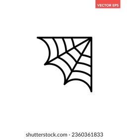 Black single corner spiderweb line icon, simple halloween element outline flat design pictogram, infographic vector for app logo web button ui ux interface isolated on white background