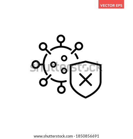 Black single coronavirus line icon, simple virus protection failed flat design vector pictogram, infographic vector app logo web website button ui ux interface element isolated on white background
