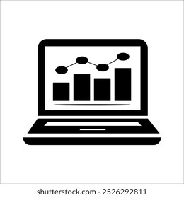 Análisis de datos únicos negros en el ícono de la línea del monitor, panel financiero simple admin Vector de diseño plano pictograma elemento de interfaz infográfica para Web ui ux Botón App logo aislado en blanco y negro b