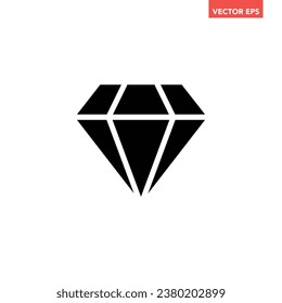 Schwarzes einzelnes Diamantensymbol, einfaches geometrisches, luxuriöses Schmuckdesign, Vektorgrafik-Piktogramm, Infografik-Schnittstellenelemente für App-Logo-Web-Button ui ux einzeln auf weißem Hintergrund