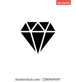Icono de un solo diamante negro, pictograma de diseño planetario geométrico de lujo simple, elementos de interfaz infográfica para el logotipo de la aplicación botón web ui ux aislado en fondo blanco