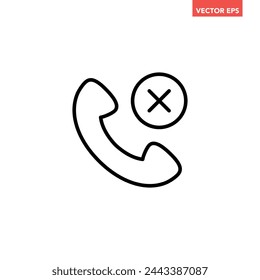 Schwarzes einzelnes getrenntes Anrufleitungs-Symbol, einfaches Abbrechen oder verpasstes Telefon flaches Design-Piktogramm-Vektor für App-Logo-Anzeigen Web-Button ui ux-Schnittstelle Elemente isoliert auf weißem Hintergrund