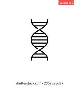 Icono de línea delgada de ADN único negro, pictograma simple de diseño plano biológico-humano helix, vector infográfico de la aplicación logo botón web ui ux interfaz aislado en fondo blanco