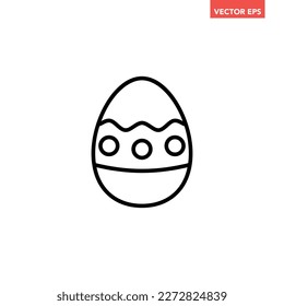 Black single easter egg with pattern thin line icon, simple digital holiday flat design pictogram, infographic vector for app logo web button ui ux interface element isolated on white background