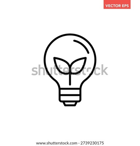 Black single Eco bulb line icon. Simple sustainable lighting flat design vector pictogram, infographic interface elements for app logo web button ui ux isolated on white background