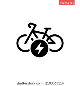 Black single electric ebike line icon, simple natural lifestyle flat design vector pictogram, infographic for app logo web website button ui ux interface elements isolated on white background