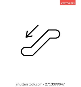 Ícone preto de linha descendente de escada rolante simples para baixo design plano de escada rolante infográfico pictograma vetor para o aplicativo logotipo anúncios botão da web elementos de interface do UI uux isolados no fundo branco