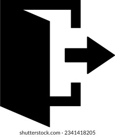 Black single exit entry out arrow icon, signin login file share import export, simple flat design concept vector for app ads web banner button ui ux interface elements isolated on white background