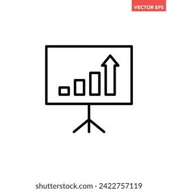Schwarze Single Financial Growth Board Line Symbol, einfache Geschäftsanalyse Graphen flaches Design Piktogramm Vektorgrafik für App Ads Web-Banner-Schaltfläche ui ux Interface Elemente einzeln auf weißem Hintergrund