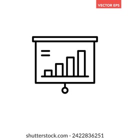 Black single financial presentation board line icon, simple business analysis graph flat design pictogram vector for app ads web banner button ui ux interface elements isolated on white background