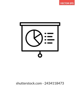 Schwarzes Single Financial Presentation Board Linie Symbol, einfache Piechart Projektionsbildschirm flaches Design Piktogramm Vektor für App-Anzeigen Web-Banner ui ux Interface Element isoliert auf weißem Hintergrund