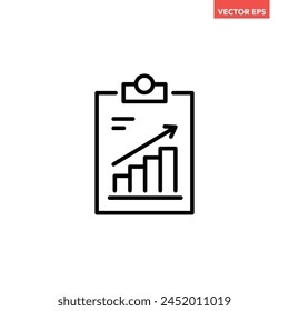 Black single financial statement line icon, simple business report flat design vector pictogram, infographic interface elements for app logo web button ui ux isolated on white background