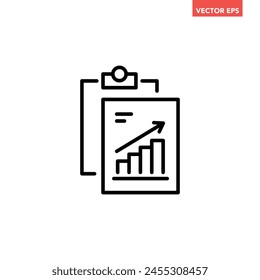 Black single financial statement line icon, simple business report flat design vector pictogram, infographic interface elements for app logo web button ui ux isolated on white background
