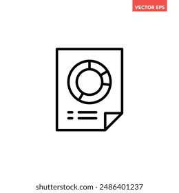 Icono de línea de estado financiero único negro, pictograma de Vector de diseño plano de informe de negocios simple, Elementos de interfaz de infografía para el logotipo del App Botón de Web ui ux aislado sobre fondo blanco