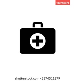 Schwarzes Einzel-Kit-Gehäuse-Symbol, einfache medizinische Notfallbox mit flachem Design-Vectogramm, Infografik-Vektorgrafik für die Website-Website-App-Logo-Schaltfläche ui ux Interface-Elemente einzeln auf weißem Hintergrund