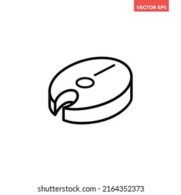 Black single fish steak line icon, simple fresh meat flat design pictogram, infographic vector for app logo web button ui ux interface elements isolated on white background