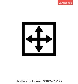 Black single fit to size glyph icon, simple measurement sign flat design pictogram, infographic vector for app logo web button ui ux interface elements isolated on white background