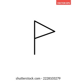 Black single flag pin line icon, simple  flat design pictogram, infographic interface elements for app logo web website button ui ux isolated on white background