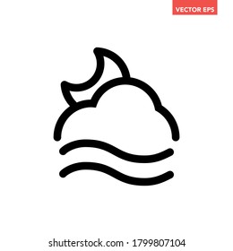Black single flowing wind cloud line icon, simple flat design vector pictogram, infographic vector for app logo web website button banner ui ux interface elements isolated on white background