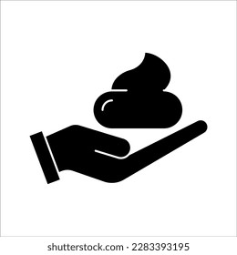Black single foam Cream on hand line icon, simple skin cleanser flat design vector pictogram, vector infographic for app logo website button ui ux interface element isolated on white background.