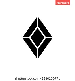 Black single gemstone icon, simple luxury jewelry geometric flat design vector pictogram, infographic interface elements for app logo web button ui ux isolated on white background